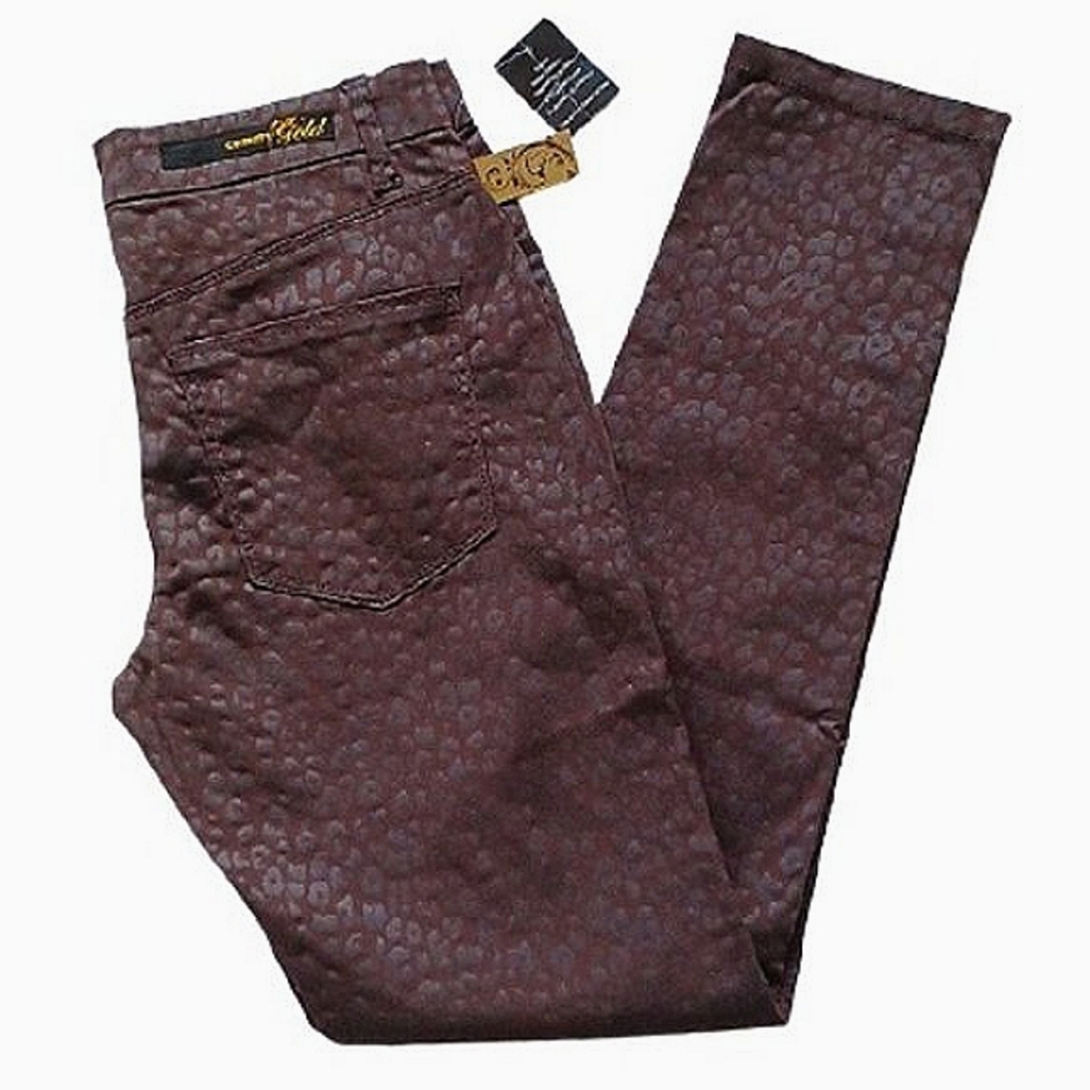 Celebrity Gold Animal Print Skinny Pants NEW- Sz. 4